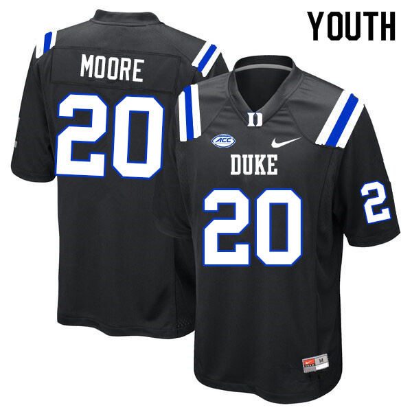 Youth #20 Jaquez Moore Duke Blue Devils College Football Jerseys Sale-Black